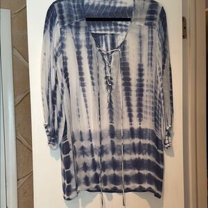 Chan Luu Blue and White Tie-Dye Top